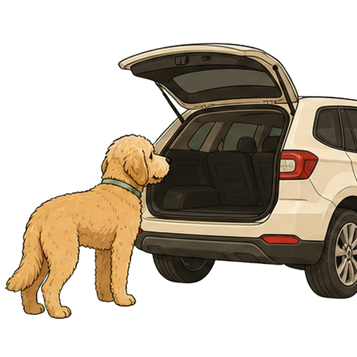 Dog avoiding jumps in the car
