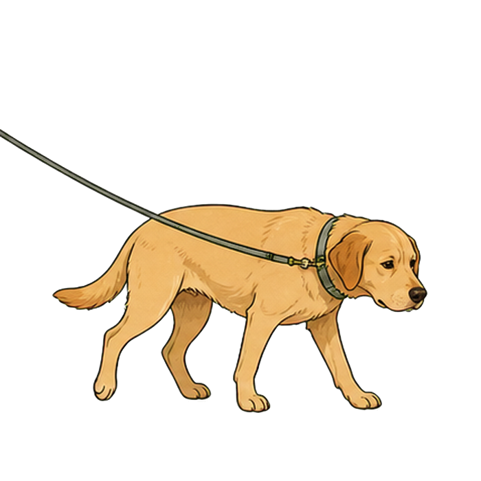 Dog lagging behind during a leash walk
