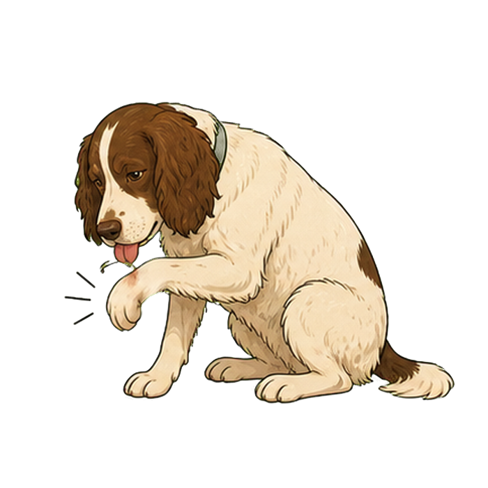 Dog licking joints